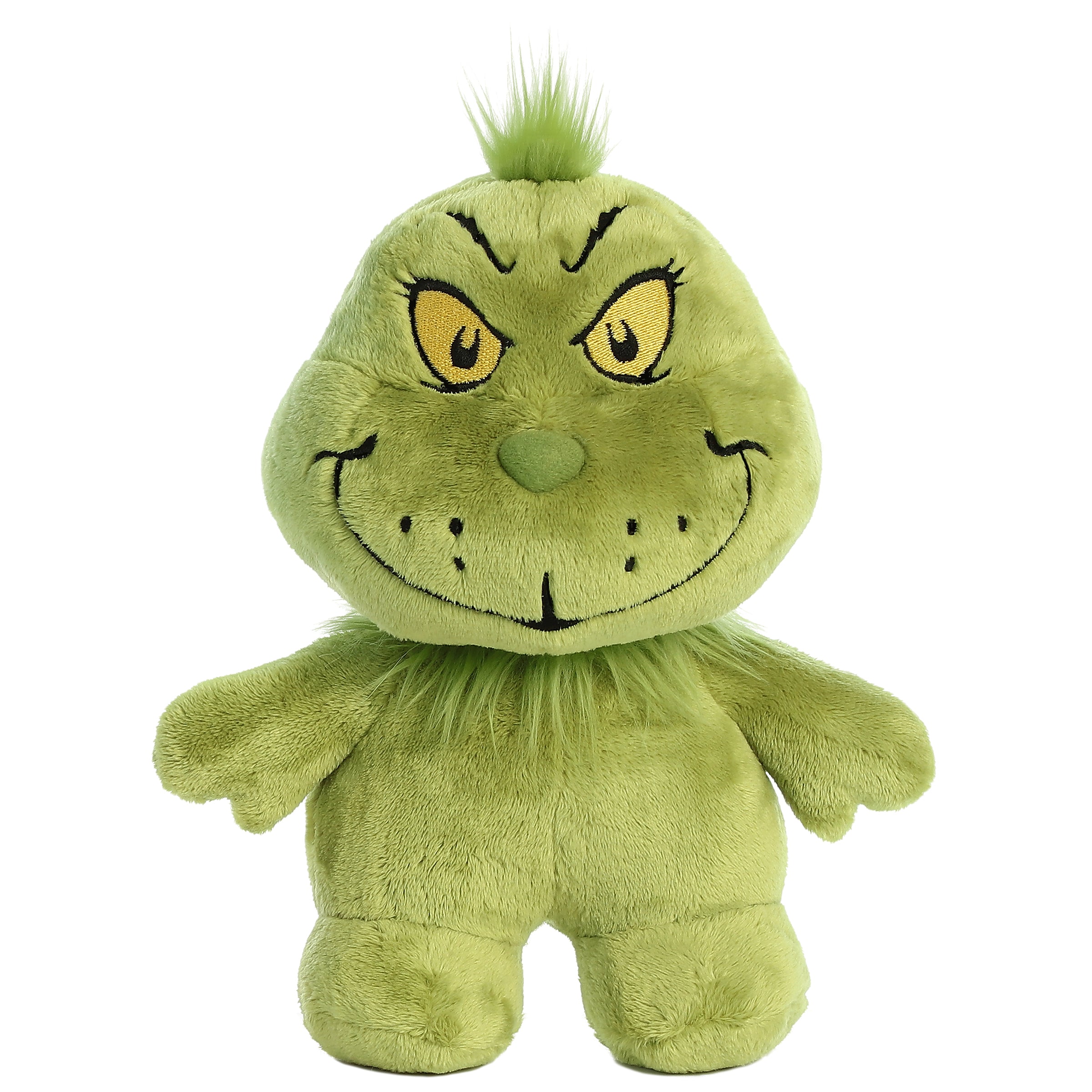 Grinch Dood Plushie from Dr. Seuss x Aurora, capturing the character's whimsy with soft green fur and a signature grin.