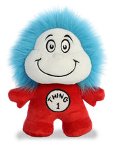 Thing 1 & 2 Dood Plushie from Aurora, featuring red jumpsuits and vibrant blue hair, ideal for Dr. Seuss fans and collectors
