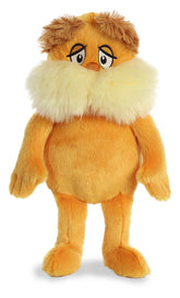 The Lorax plush from Dr. Seuss by Aurora, featuring vibrant orange fur and a thoughtful expression