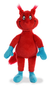 Fox In Socks plush from Dr. Seuss by Aurora, featuring bright red with blue gloves and feet