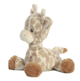 Musical plush giraffe with patterned buttery-soft fur and wind-up mechanism, designed by ebba