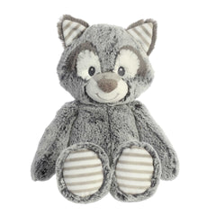 Rocko raccoon plush from Cuddlers by ebba, with a heartwarming face and soft fabrics, perfect for comfort and cuddles.