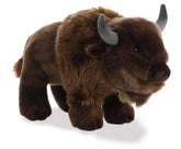 A brown bison plush toy from Miyoni by Aurora with realistic horns and a muscular build.