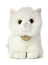 An Angora kitten plush toy from Miyoni Tots by Aurora stuffed animals with white fur and a pink nose.