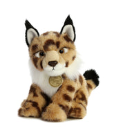 A lynx plush toy from Miyoni Tots by Aurora with tufted ears and spotted fur.