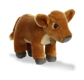 A Jersey calf cow plush toy from Miyoni Tots by Aurora with brown fur and large, perky ears.
