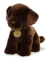 A Chocolate Lab plush toy from Miyoni Tots by Aurora with soft brown fur and big eyes.