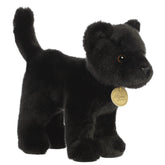 A black panther plush toy from Miyoni by Aurora with sleek fur and bright, piercing eyes.