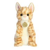 Loving Orange Tabby Kitten plush in a sitting pose, with soft, intricate dark orange markings, showcasing playful innocence.