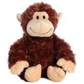 A brown and tan plush toy from Aurora with floppy limbs, fuzzy fur, and a happy monkey face