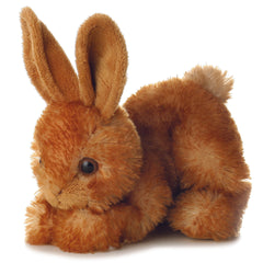 Bitty Bunny plush from Aurora's Mini Flopsie collection, soft cinnamon fur, lifelike gaze, ideal for cuddling and collecting.
