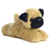 A tan pug plush toy from Mini Flopsie by Aurora with floppy ears and a charming black face.