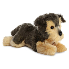 Yorkshire Terrier plush with multi-colored fur and bright, playful eyes by Aurora stuffed animals.
