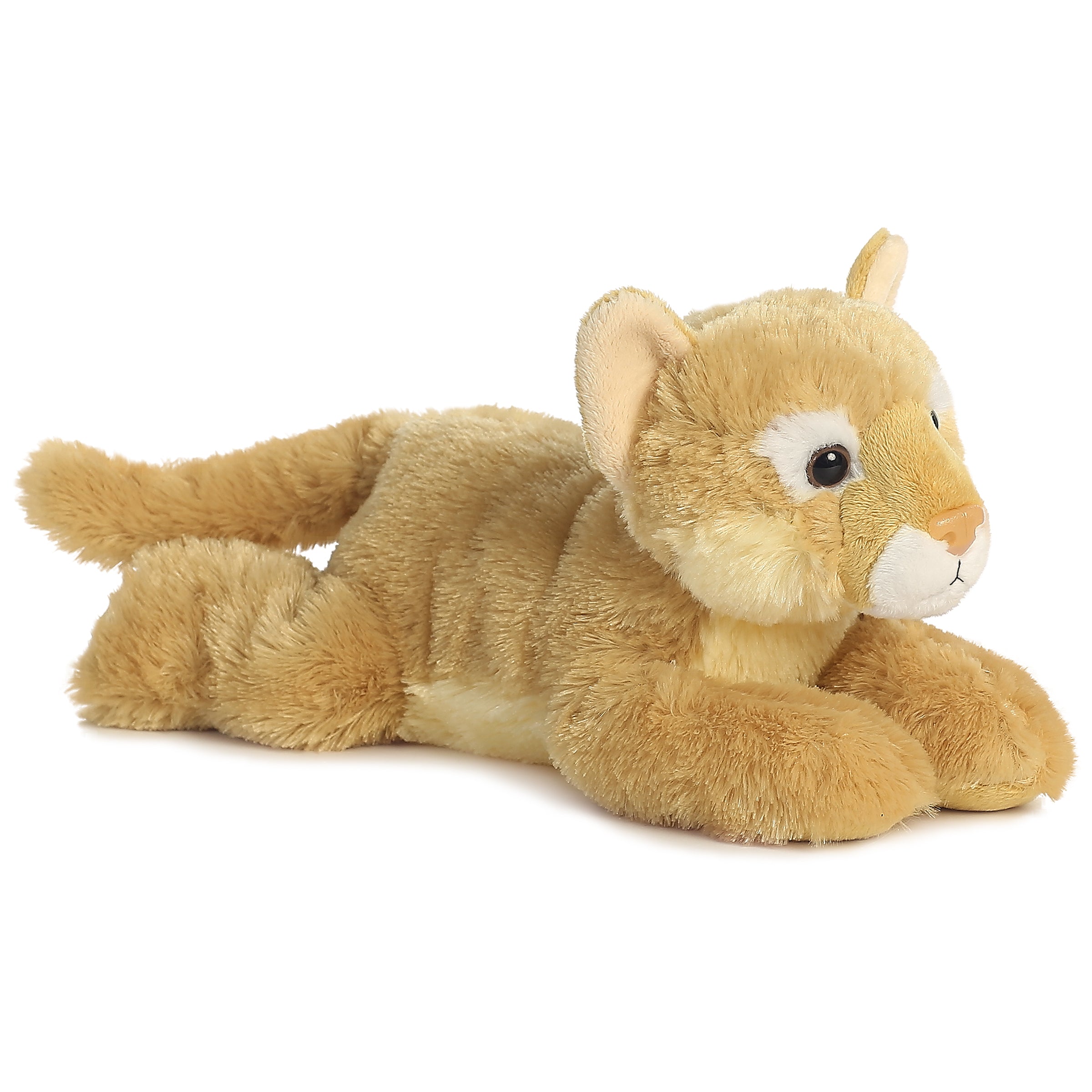 A light brown cougar stuffed animal with soft fur and an alert, graceful stance by Aurora plush.