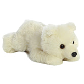A creamy white polar bear plush from Mini Flopsie by Aurora with soft fur and an adorable face.