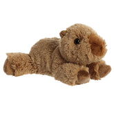 A brown capybara plush toy from Mini Flopsie by Aurora with soft fur and a sweet, rounded face.