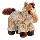A brown and cream horse plush from Mini Flopsie by Aurora stuffed animals with a fluffy mane and soft fur.