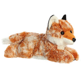 An orange fox plush toy from Mini Flopsie by Aurora with a black nose and black-tipped ears.