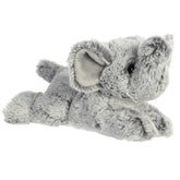 A grey elephant plush from Mini Flopsie by Aurora with large floppy ears and a soft trunk.