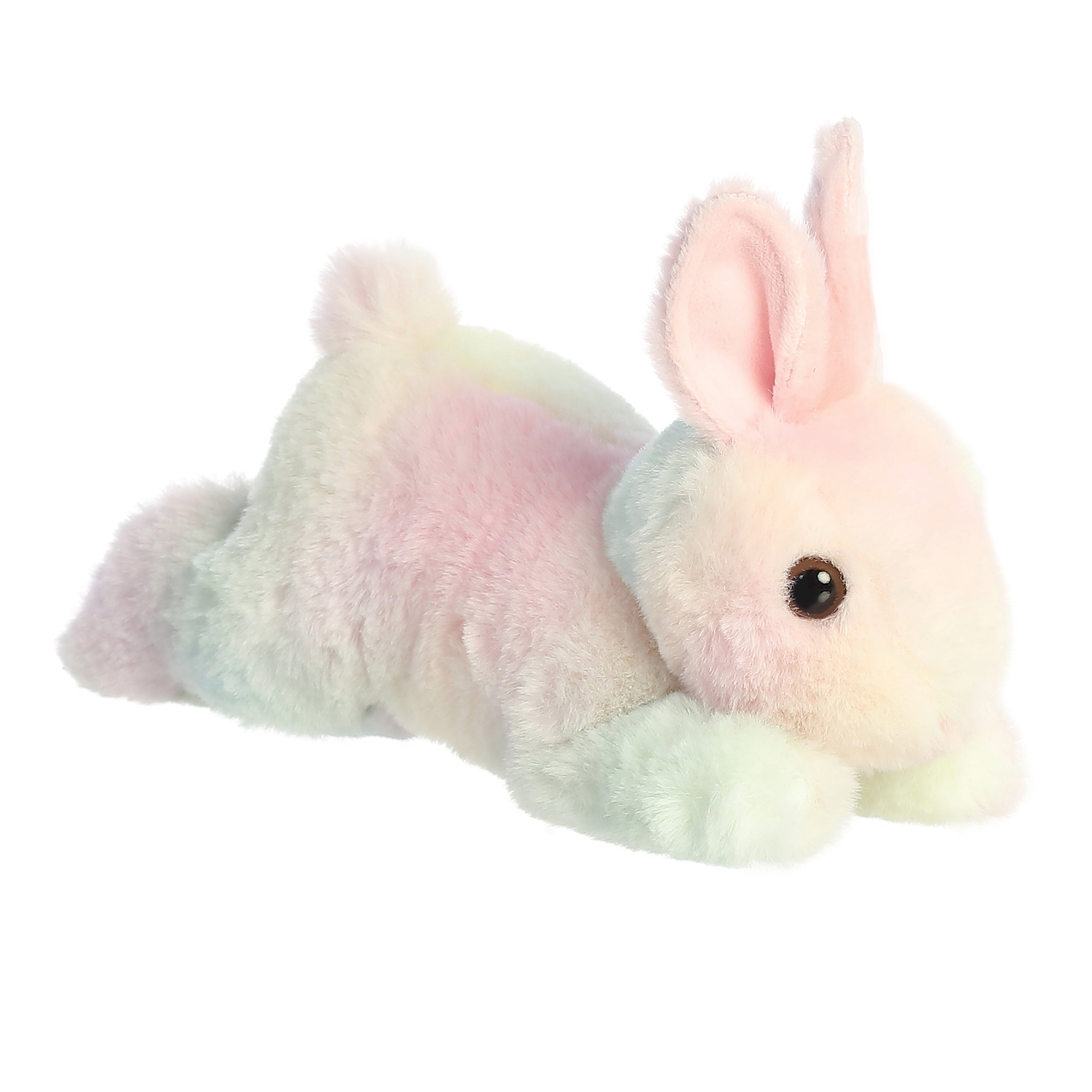 An adorable Mini Flopsie bunny plush that is available in pastel, lavender, or mint!