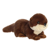 Adorable river otter plush with soft brown fur, playful expression, and fluffy tail, part of the Mini Flopsies collection.