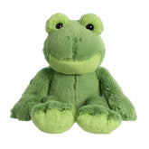 Plush toy of a green frog with wide eyes and a soft body, great for cuddles and stories.