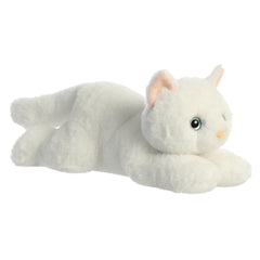 Plush toy of a white kitty stuffed animal with soft fur and big blue eyes, perfect for cuddles.