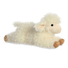 Mini Flopsie Luna Lamb plush, white fluffy fur, tender expression, with a detailed design