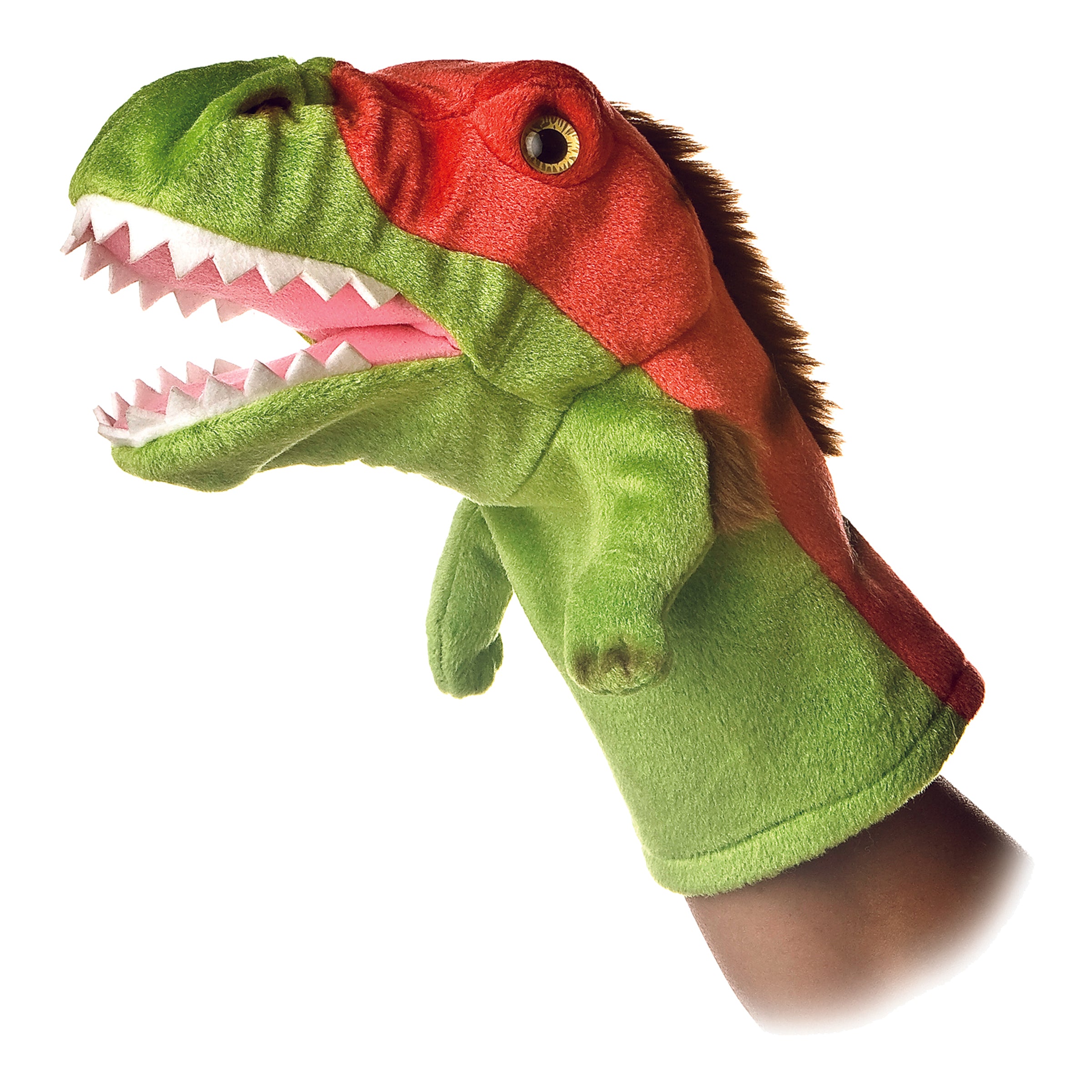 Hand puppet of a Velociraptor with lifelike detail and soft material for action-packed fun