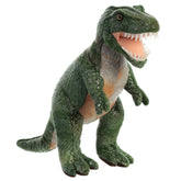 Tyrannosaurus Rex plush from Dinos & Dragons by Aurora, featuring a green body and colorful underbelly