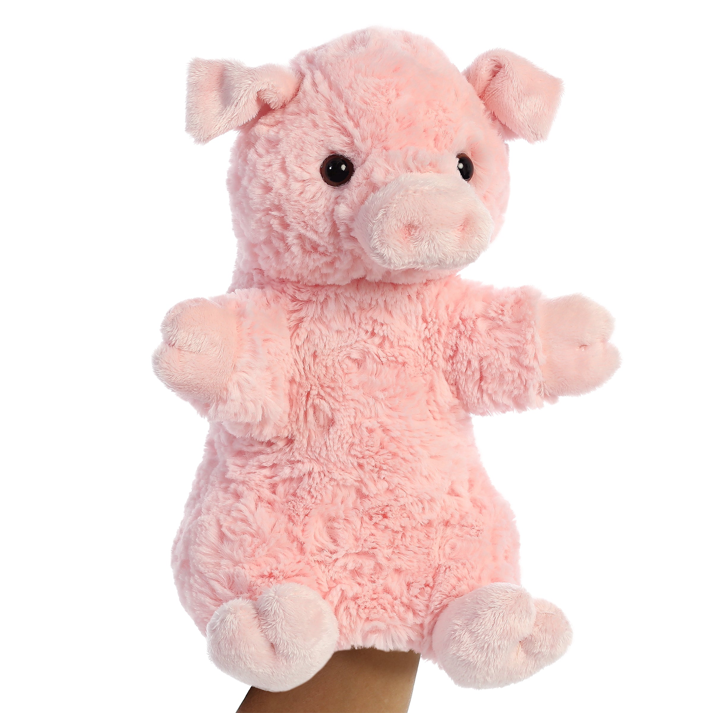 Pinky the Pig hand puppet by Aurora, crafted in soft pink fabric for fun imaginative play