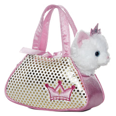 Princess Kitty plush from Fancy Pals by Aurora, nestled in a glittering carrier
