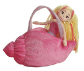 Sea Sparkles Mermaid Conch plush from Aurora World, with a mermaid in a pink conch carrier