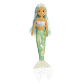 Lively Lexie Lime mermaid plush with a lime-themed tail and sparkling tiara, ideal for playful zest and comfort.