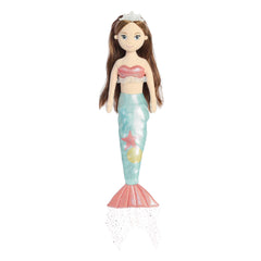 Star mermaid plush with a twinkling tail and starfish, ideal for comfort and sparking imaginative tales.