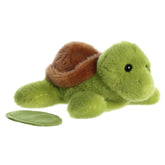 A green turtle plush toy from Shoulderkins by Aurora with a round shell and soft limbs.