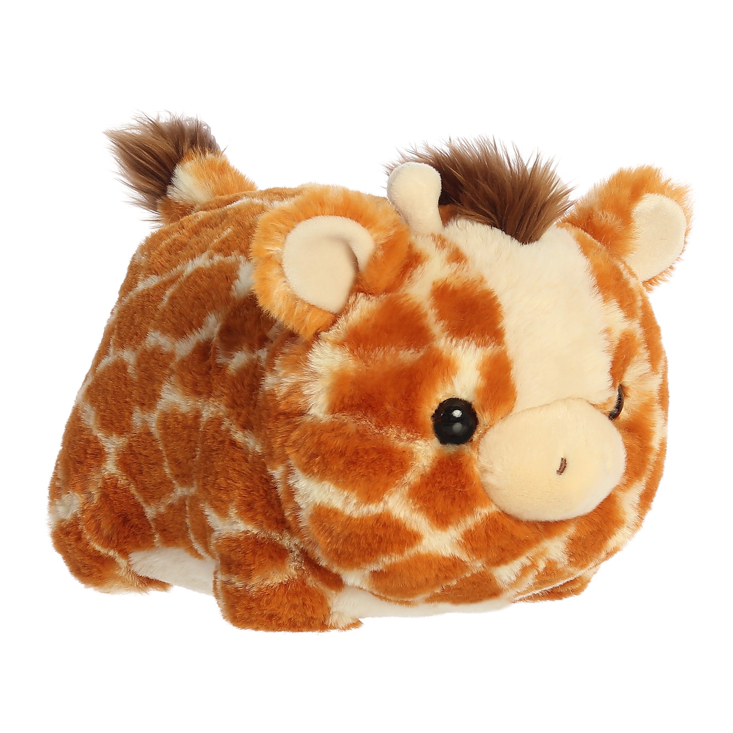 Giraffe plush showcasing the unique Spudsters potato shape, adorned in orange spots with a charismatic dark brown mane.