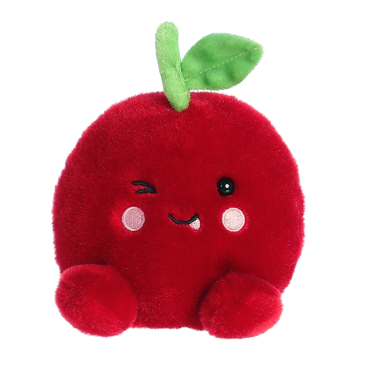 Cherry plush from Palm Pals, vibrant cherry red with exquisite embroidery, designed to resemble the sweet fruit.