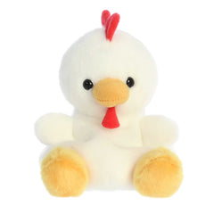 Tiny chicken Stuffed animals with white fur body filled with bean pellets, yellow fur mouth and feet, red crown and black eyes