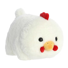 Claire Chicken is a chicken plush featuring a white coat, yellow beak, in the shape of a potato.