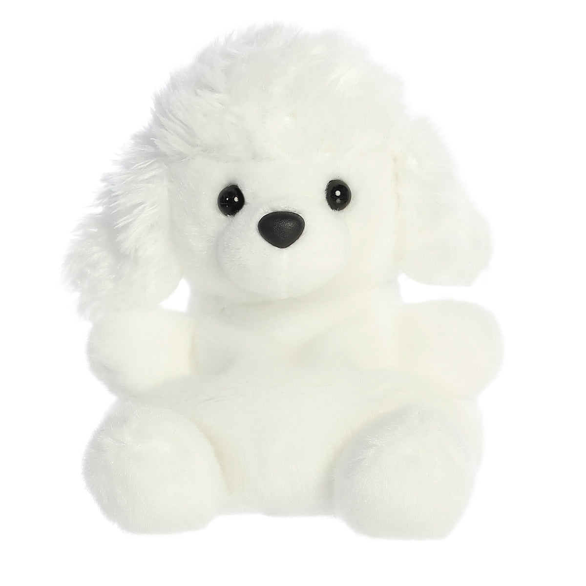 Lulu Poodle plush from Palm Pals, flaunting snow-white curls and black eyes, merges elegance with playfulness.