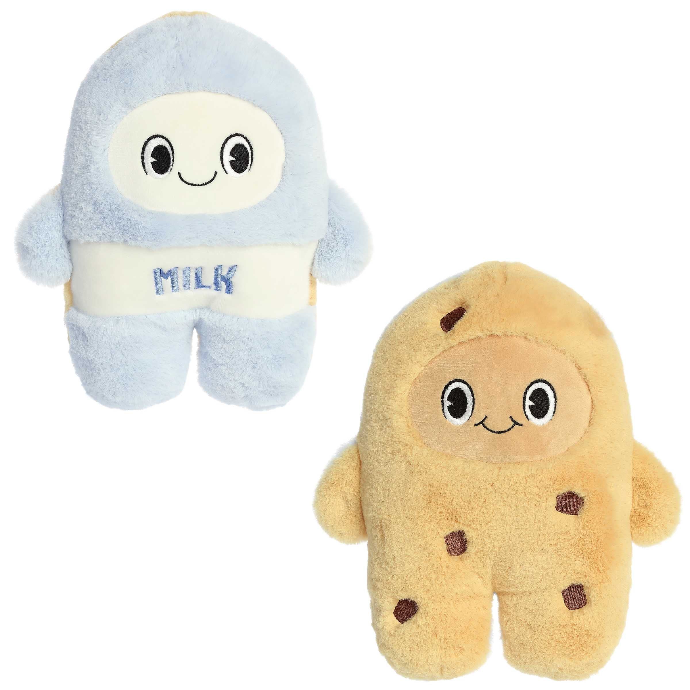 Transformable Milk & Cookies FlipOvers plush, shifting from milk carton to cookie, ideal for fun and gifts.