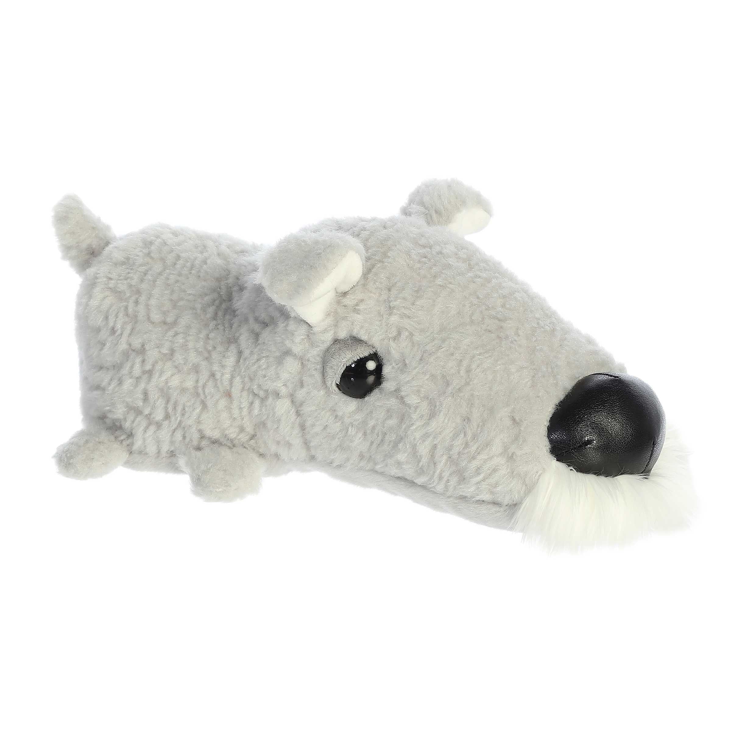 Sinclair Schnauzer from Schnozzles, a plush with a playful snout and gray fur