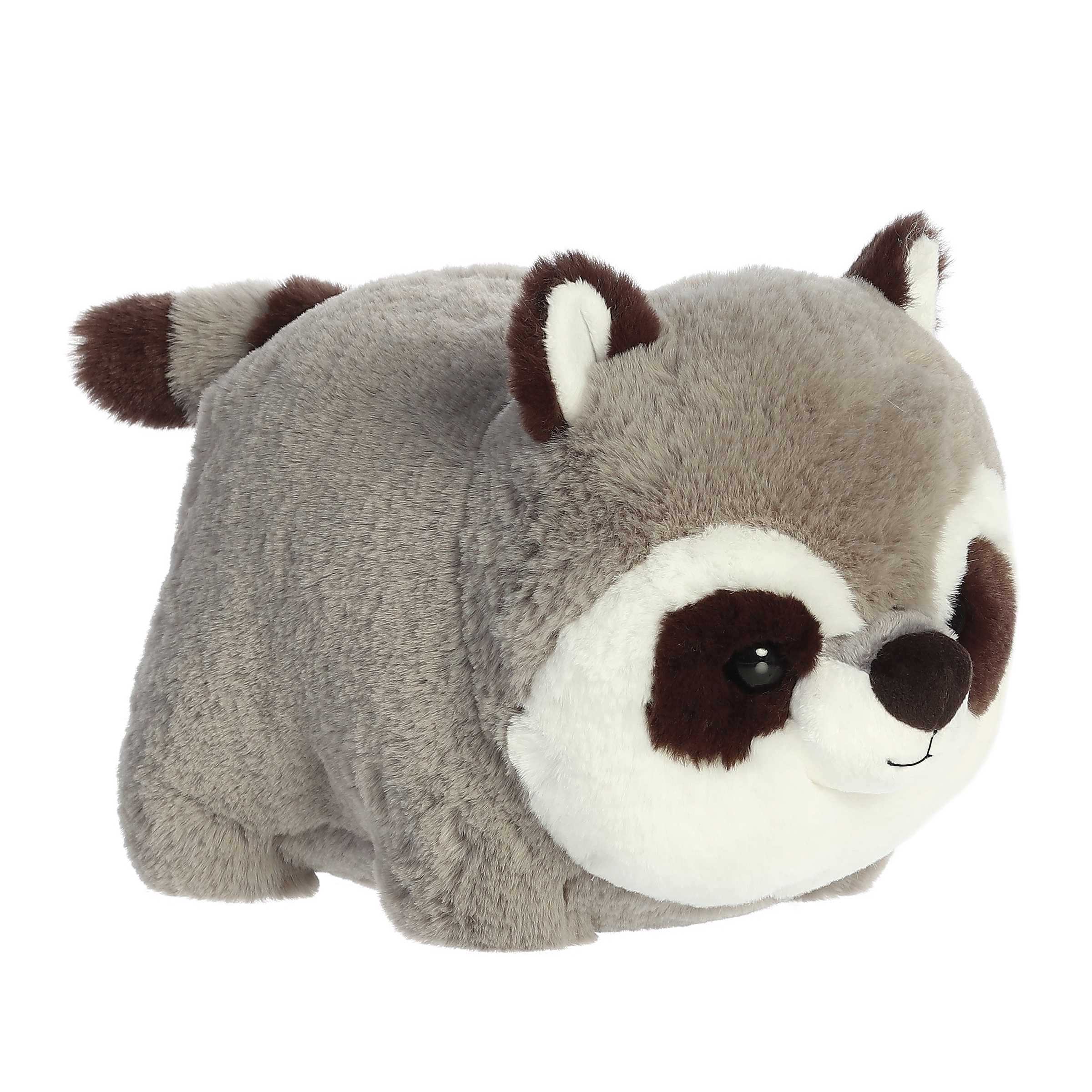 Rory Raccoon from Spudsters, blending cuddliness with a sly charm, crafted from premium materials