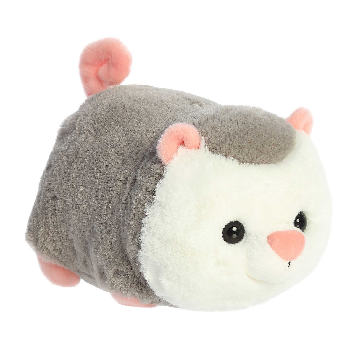 Odin Opossum from Spudsters, a cuddly potato-shaped plush with soft grey fur and sweet features