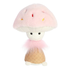 Ice Cream mushroom plush from Fungi Friends, a cuddly treat resembling strawberry ice cream cone