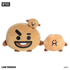 SHOOKY Plush in warm cookie brown, with a wide smile, representing BT21's playful prankster