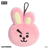 Cute BT21 plush Clip-On with a white and pink soft body, black accents on face, and an attached metal hook