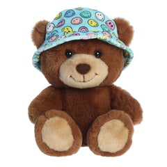 Bucket Hat Bear from SmileyWorld, dressed in a smiley bucket hat, plush and soft