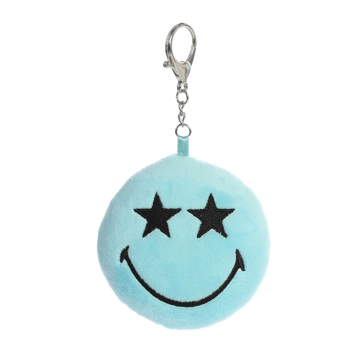 Star Clip-On from SmileyWorld, a charming blue plush keychain with starry eyes